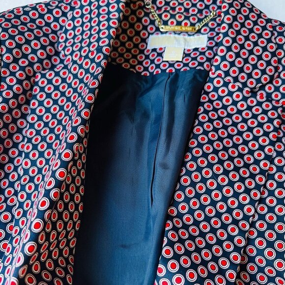 Michael Michael Kors Blazer Jacket Lined Pockets Red Dots Print Women's Sz 8 EUC - Picture 9 of 11